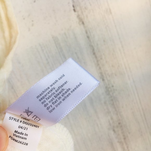 NWOT Three Dots Gauze Tie Front Top Cotton V Neck Blouse Ivory Yellow S - Picture 6 of 9